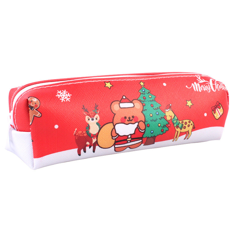 Wholesale PU Large Capacity Christmas Pencil Case